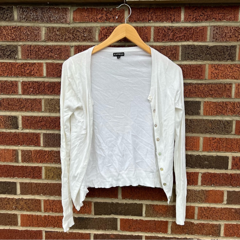 Express Cream White Button Down Sweater Cardigan